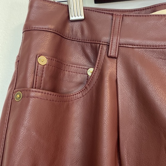 Pilcro The Breaker Cropped Faux Leather Pleated Pants Brown Size M - Picture 16 of 16